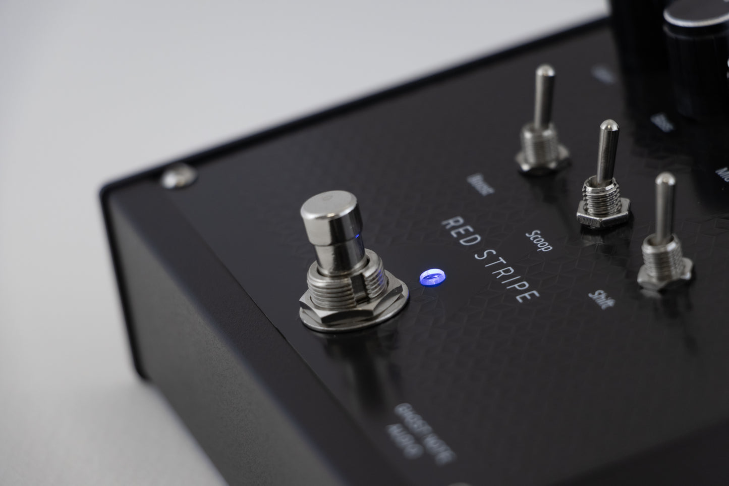 Red Stripe Preamp by Ghost Note Audio - Closeup of footswitch