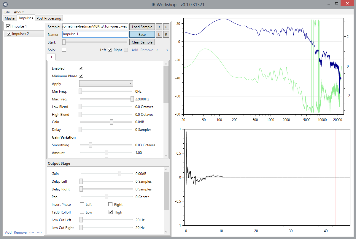 IR Workshop from Ghost Note Audio - Screenshot of main application window